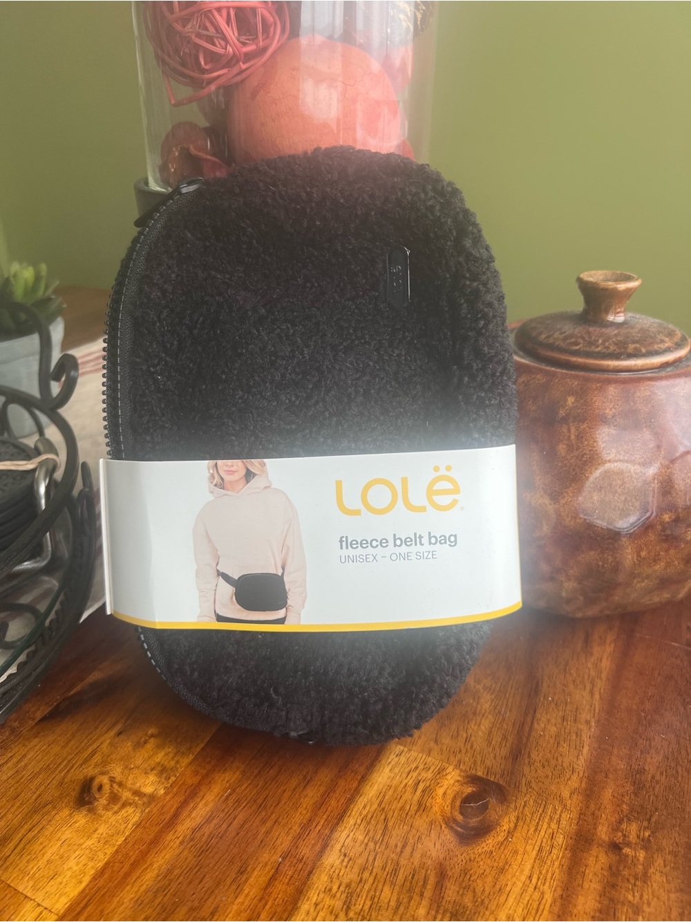 Lolë Black Sherpa Fleece Belt Bag